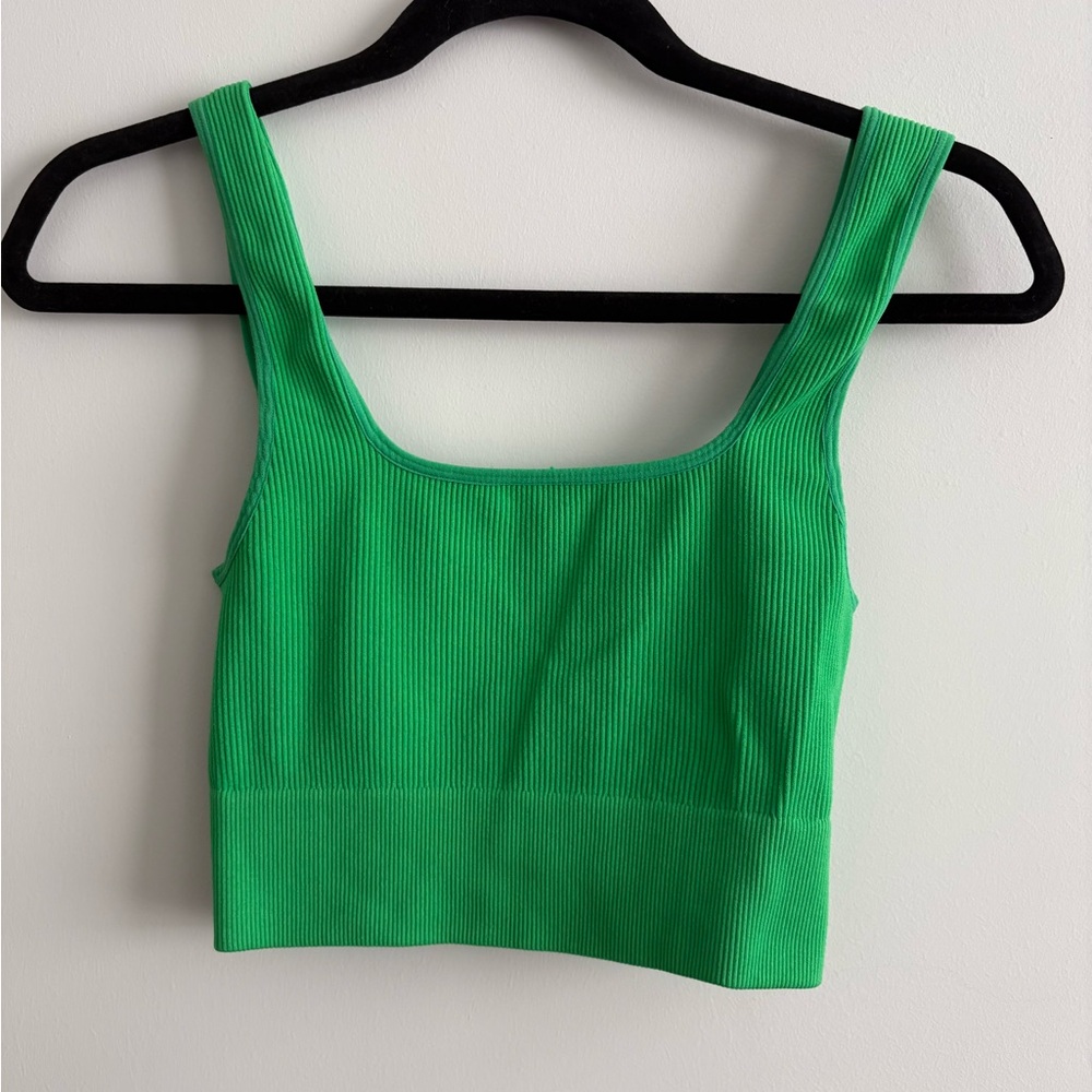 Green Ribbed Women's Top